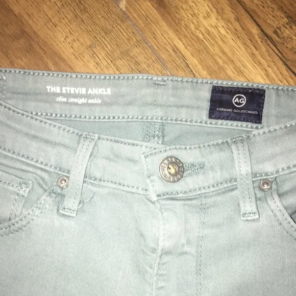 AG Adriano Goldschmied The Stevie Ankle Slim Straight Lt Green Jeans - Picture 3 of 6